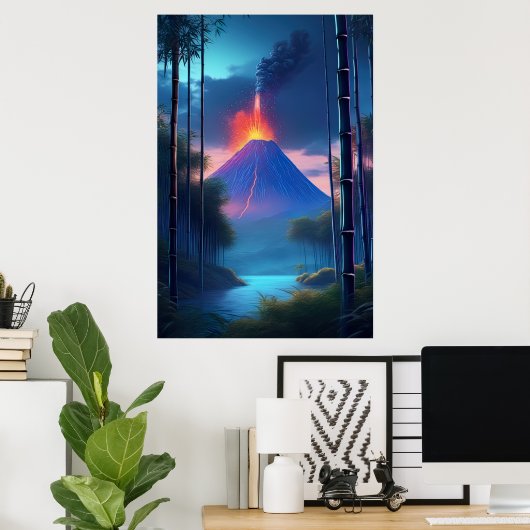 Poster Une soirée tranquille interrompue par le volcan (Bureau à domicile)