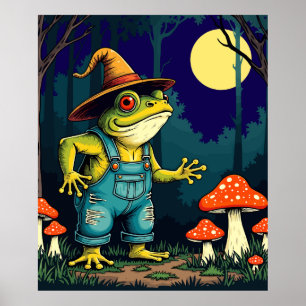 Poster Une Sorcière Crapaud Familière Fourrageant La Nuit