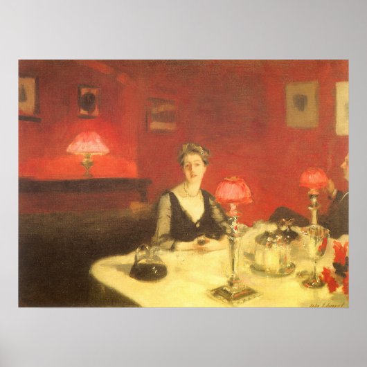 Poster Une table à dîner la nuit par John Singer Sargent (Devant)