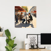 Poster Une table parisienne au soleil Imprimer (Bureau à domicile)
