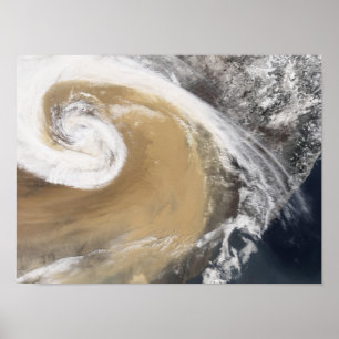 Poster Une tempête de poussière asiatique traverse le Pac