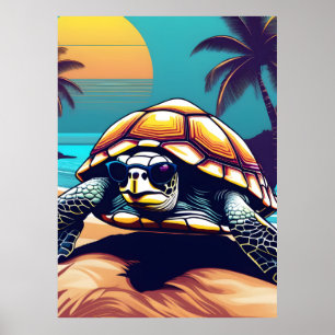 Poster Une Tortue Portant Des Lunettes De Soleil