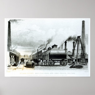 Poster Une usine de Vapeur-Moteur et travaux de fer