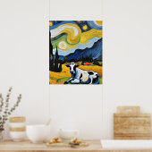 Poster Une vache dans la nuit étoilée (Cuisine)