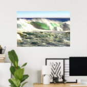 Poster Une vague géante qui s'envole vers la côte (Bureau à domicile)