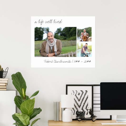 Poster Une vie bien vécue Script Décontracté 3 Photo Funé (Bureau à domicile)