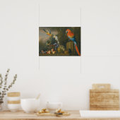 Poster Une vie morte avec des fruits, des perroquets et u (Cuisine)