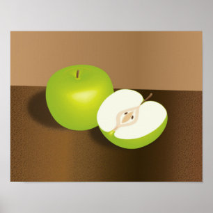Poster Une vie morte verte à la pomme et à la moitié