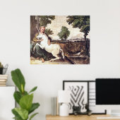 Poster Une vierge avec licorne par Domenico Zampieri Impr (Bureau à domicile)