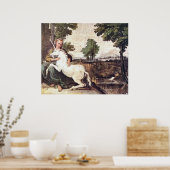 Poster Une vierge avec licorne par Domenico Zampieri Impr (Cuisine)