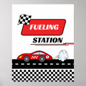Poster Une voiture de course rétro rouge rapide pour l'an (Devant)