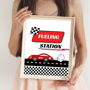 Poster Une voiture de course rétro rouge rapide pour l'an