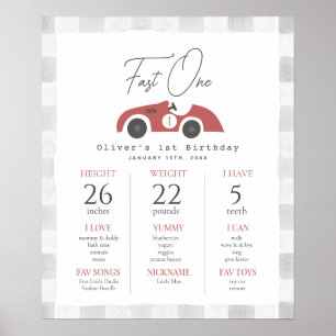 Poster Une Voiture de Course Rouge Rapide Premier Anniver