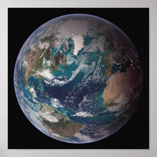 Poster Une vue complète de la Terre montrant les données (Devant)