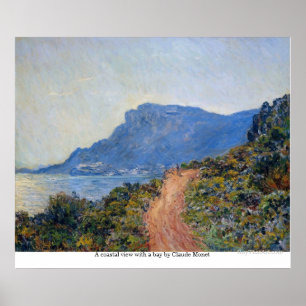 Poster Une vue côtière avec une baie par Claude Monet