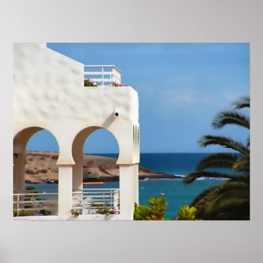 Poster Une vue sur l'océan Affiche, texture de peinture (Devant)