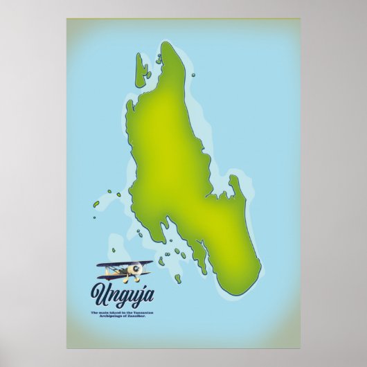 Poster Unguja Island travel map (Devant)