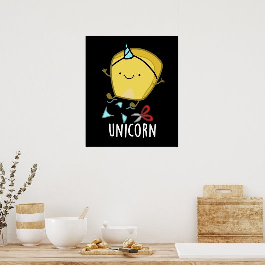 Poster Uni-corn Funny Corn Pun Dark BG (Cuisine)
