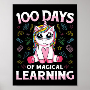 Poster Unicorn 100e Jour de l'école Enseignants 100 Jours