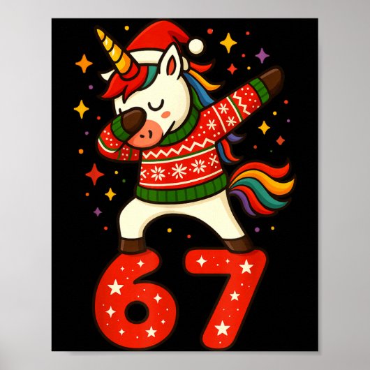 Poster Unicorn 67 Meme Six Seven Funny Christmas  (Devant)