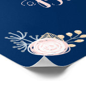 Poster Unicorn Blush & Navy Baby shower Personnalisé (Coin)