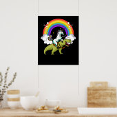 Poster Unicorn équitation T-Rex Dinosaur Magique Arc-en-c (Cuisine)