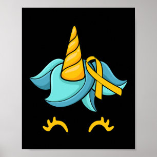 Poster Unicorn Face Enfance Cancer Sensibilisation Ruban