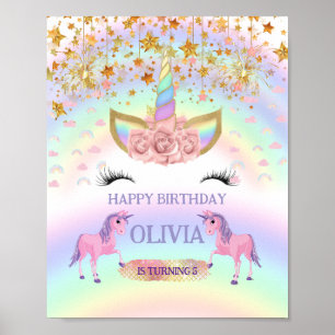 Poster Unicorn fête Rainbow 1er Anniversaire whimsday gir