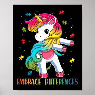 Poster Unicorn Flossing Puzzle Piece Sensibilisation sur