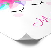 Poster Unicorn Flowers Gold Parties scintillant Nom perso (Coin)