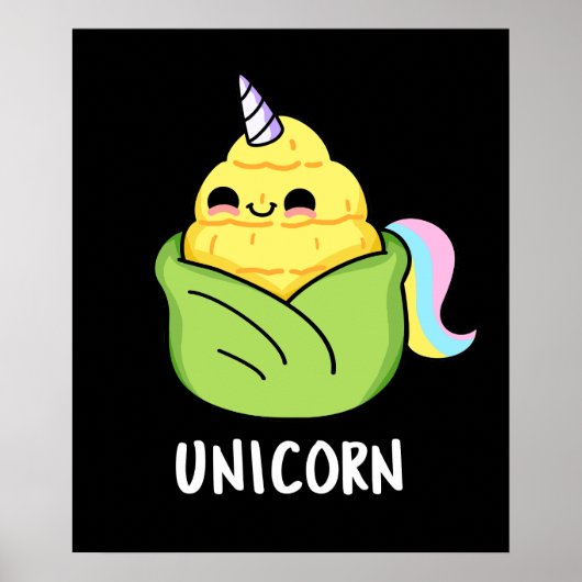 Poster Unicorn Funny Baby Corn Pun Dark BG (Devant)
