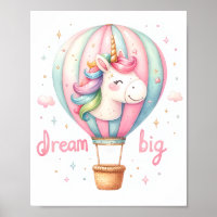 Unicorn Hot Air Balloon Nursery Art