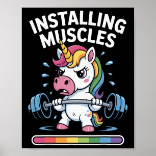 Poster Unicorn Installation de Muscles Veuillez Patienter