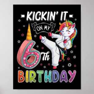 Poster Unicorn Karate 6e anniversaire Six 6 ans Taekwo