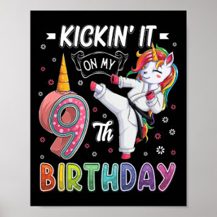 Poster Unicorn Karate 9e anniversaire Neuf 9 ans Taekw