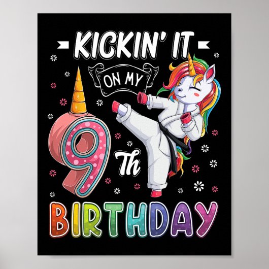 Poster Unicorn Karate 9e anniversaire Neuf 9 ans Taekw (Devant)