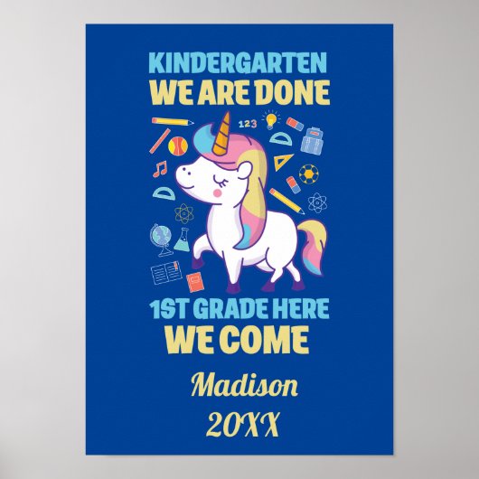 Poster Unicorn Kindergarten Graduation 1ère année (Devant)