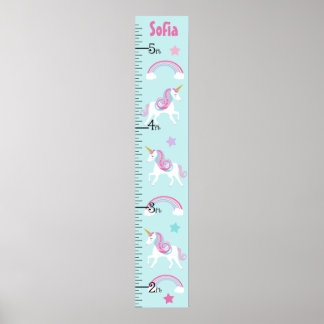 Poster Unicorn & Rainbow Girl Growth Chart Gardez à 8x44!