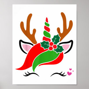 Poster Unicorn Reindeer Face Joli Noël Drôle
