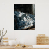 Poster Unicorn Resting on Floral Sofa (Cuisine)