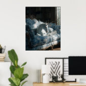 Poster Unicorn Resting on Floral Sofa (Bureau à domicile)