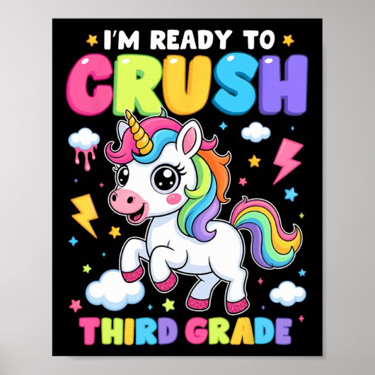 Poster Unicorn Third Grade Here I Come Back To School Gir (Devant)
