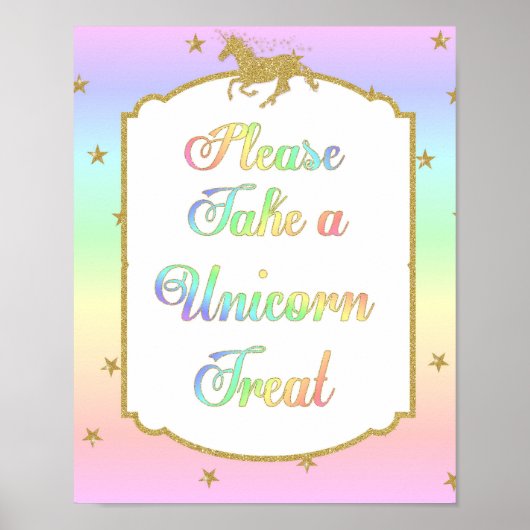 Poster Unicorn Treats Food Table Display Sign Rainbow (Devant)