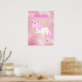 Poster Unicorn Whimsical Girls Magical Pink mignonne (Cuisine)