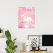 Poster Unicorn Whimsical Girls Magical Pink mignonne (Bureau à domicile)