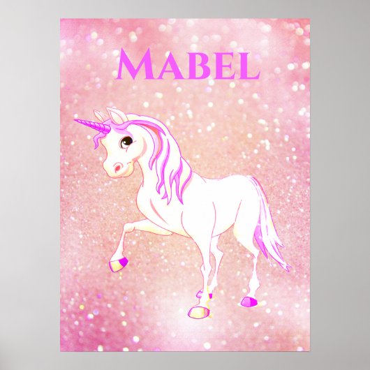Poster Unicorn Whimsical Girls Magical Pink mignonne (Devant)