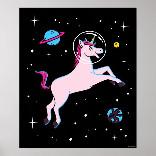 Poster Unicorne Animaux Dans L'Espace (Devant)