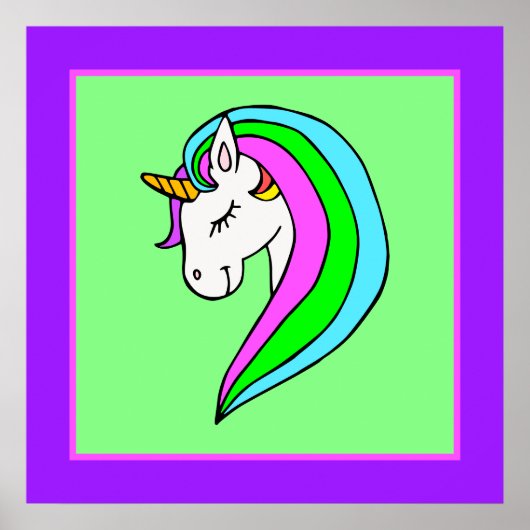 Poster Unicorne arc-en-ciel (Devant)