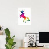 Poster Unicorne arc-en-ciel avec Corne d'or (Bureau à domicile)