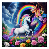Poster Unicorne arc-en-ciel une (Devant)